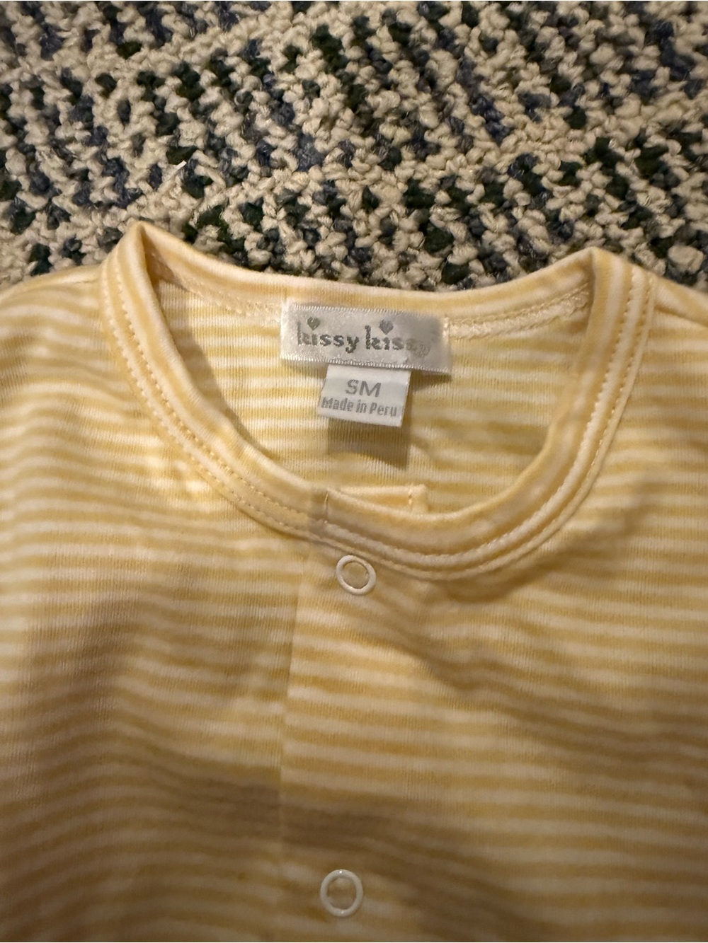 Kissy Kissy Pale Neutral Yellow Stripe Baby Snap Sleeper, NWT